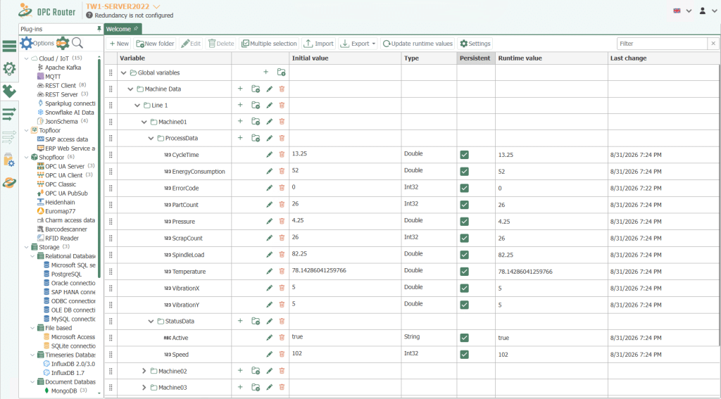 variabler opc router 5.7