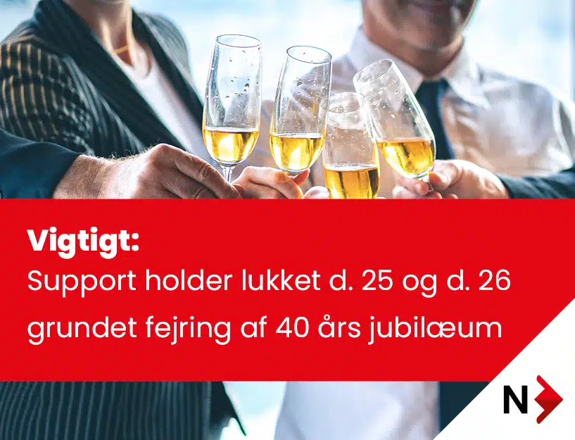 support lukket 25 og 26 juni