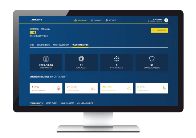 octovision haavoittuvuuksien hallinta näyttökuva