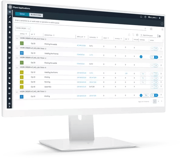 Näyttökuva - Proficy Plant Application näkymä - Tuotannonhallinta ja seuranta