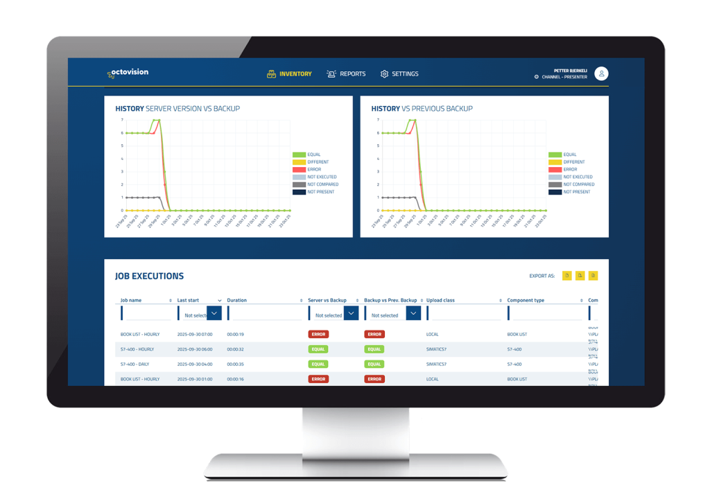 octovision history server backup