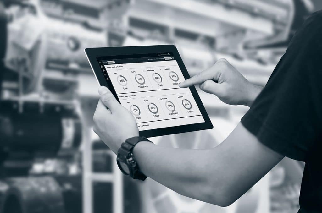 Tablet brukes i produksjonen.