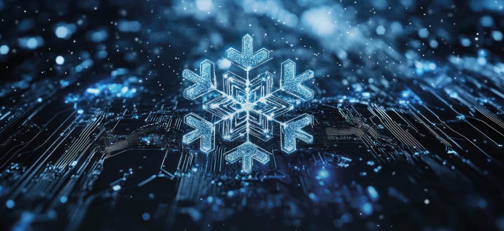 Illustrasjonsbilde av en snøkrystall over datapunkter