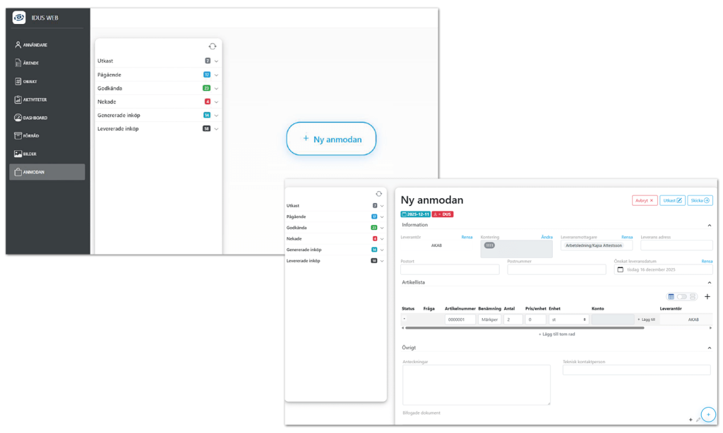 Idus Web forespørsler